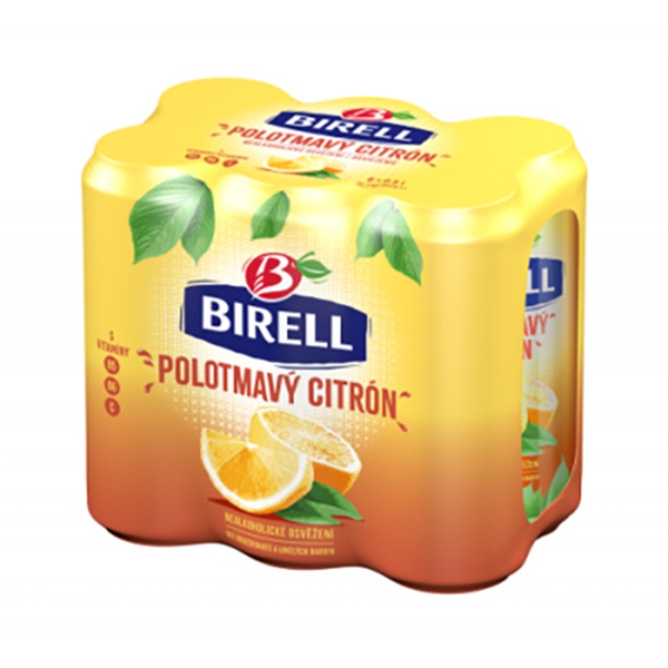 detail Pivo Birell polotmavý citron 0,5l plech x 6 ks