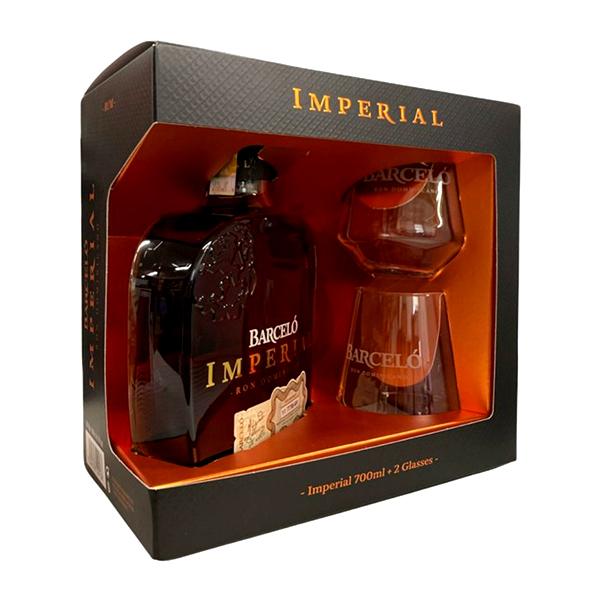 detail Rum Ron Barcelo Imperial 38% 0,7l + 2 skleničky /Dom. rep./