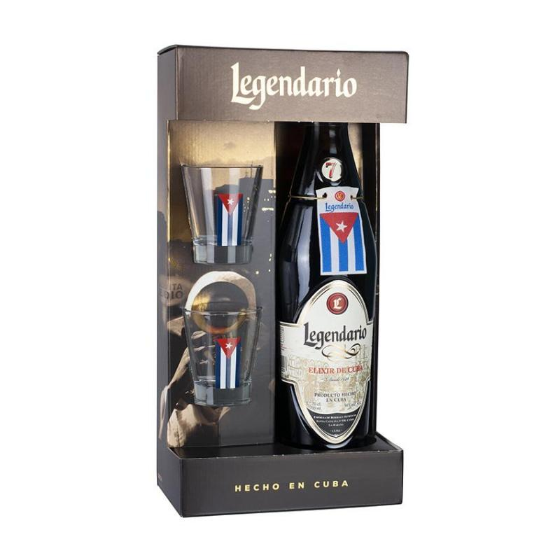 detail Rum Legendario Elixír 7yo 34% 0,7l + 2 skleničky